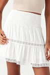 Beyaz Mini Gipürlü Dantel Detaylı Etek