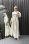 Beyaz Mira Tesettür Abiye Elbise
