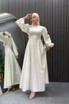 Beyaz Mira Tesettür Abiye Elbise