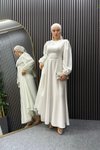 Beyaz Mira Tesettür Abiye Elbise