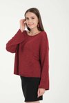 Bordo Düşük Omuz Oversize Kazak