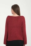 Bordo Düşük Omuz Oversize Kazak