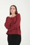 Bordo Düşük Omuz Oversize Kazak