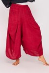 Burgundy Italian Pocketed Linen Harem Pants