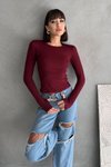 Burgundy Modal Fabric Thumbhole Bodysuit