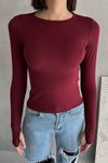 Bordo Modal Kumaş Parmak Geçirmeli Body