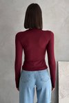 Bordo Modal Kumaş Parmak Geçirmeli Body