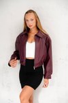 Bordo Oversize Bomber Suni Deri Ceket