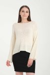 Ekru Düşük Omuz Oversize Kazak