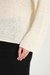 Ekru Düşük Omuz Oversize Kazak