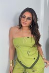 Fıstık Yeşili Arkası Bağlamalı Şal Model Bluz Pantolon İkili Takım