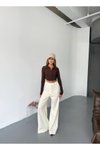 Kahve Ottoman Kumaş Çift Fermuarlı Crop Sweatshirt