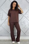 Kahverengi Kısa Kollu İkili Tesettür Takım
