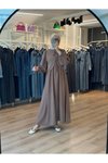 Kahverengi Önden Kurdale Bağlamalı İnce Modal Kumaş Tesettür Elbise