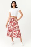 Kırmızı Midi Desenli Etek