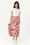 Kırmızı Midi Desenli Etek