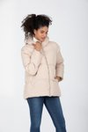Krem Kapüşonlu Regular Şişme Mont