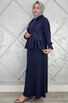 Lacivert Büzgü Detaylı İkili Tesettür Takım
