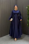 Lacivert Mira Tesettür Abiye Elbise