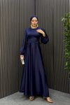 Lacivert Mira Tesettür Abiye Elbise