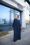 Lacivert Omuz Büzgülü Müslin Ferace