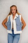 Mavi İçi Kürklü Oversize Yelek