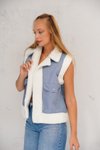 Mavi İçi Kürklü Oversize Yelek