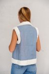 Mavi İçi Kürklü Oversize Yelek
