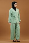 Mint Bağlamalı Kimono İkili Tesettür Takım