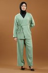 Mint Bağlamalı Kimono İkili Tesettür Takım