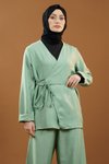 Mint Bağlamalı Kimono İkili Tesettür Takım