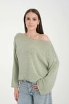 Mint Düşük Omuz Oversize Kazak