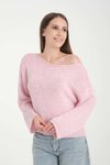 Pembe Düşük Omuz Oversize Kazak