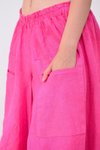 Pembe İtalyan Cepli Keten Şalvar Pantolon
