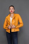 Sarı Hakiki Deri Ceket