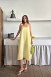 Sarı Midi Askılı İç Astarlı Ayarlanabilir Askı Salaş Elbise