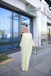 Sarı Omuz Büzgülü Müslin Ferace