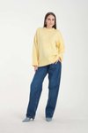 Sarı Oversize Basic Uzun Kazak
