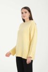 Sarı Oversize Basic Uzun Kazak