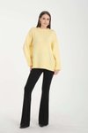 Sarı Oversize Basic Uzun Kazak