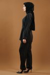 Siyah Bağlamalı Kimono İkili Tesettür Takım