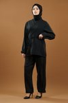 Siyah Bağlamalı Kimono İkili Tesettür Takım