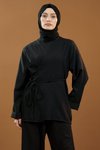 Siyah Bağlamalı Kimono İkili Tesettür Takım