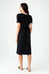 Siyah Midi Kısa Kollu Elbise