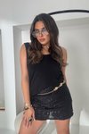Black Mini Sequined Skort