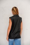 Siyah Oversize Suni Deri Yelek