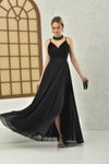 Siyah Uzun Askılı Abiye Elbise