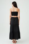 Siyah Uzun Dantel Detaylı Etek