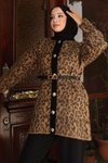 Taba Leopar Desenli Triko İkili Tesettür Takım