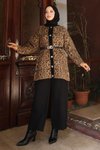 Taba Leopar Desenli Triko İkili Tesettür Takım